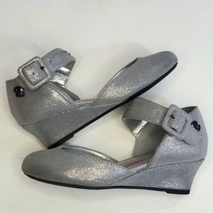 Jessica Simpson girls silver wedge dress shoes size 11